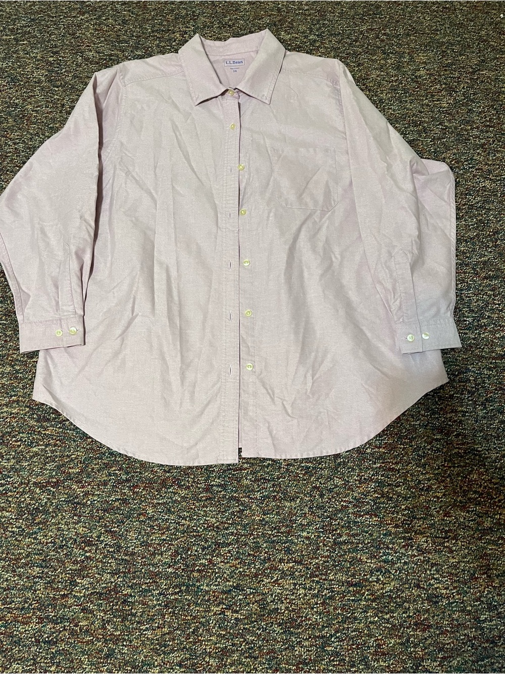 LL Bean Dress Shirt Mens 3X Cotton Button Down light pink full sleeves